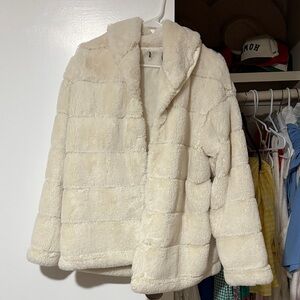 Lulu's Off-White Plush Faux Fur Jacket